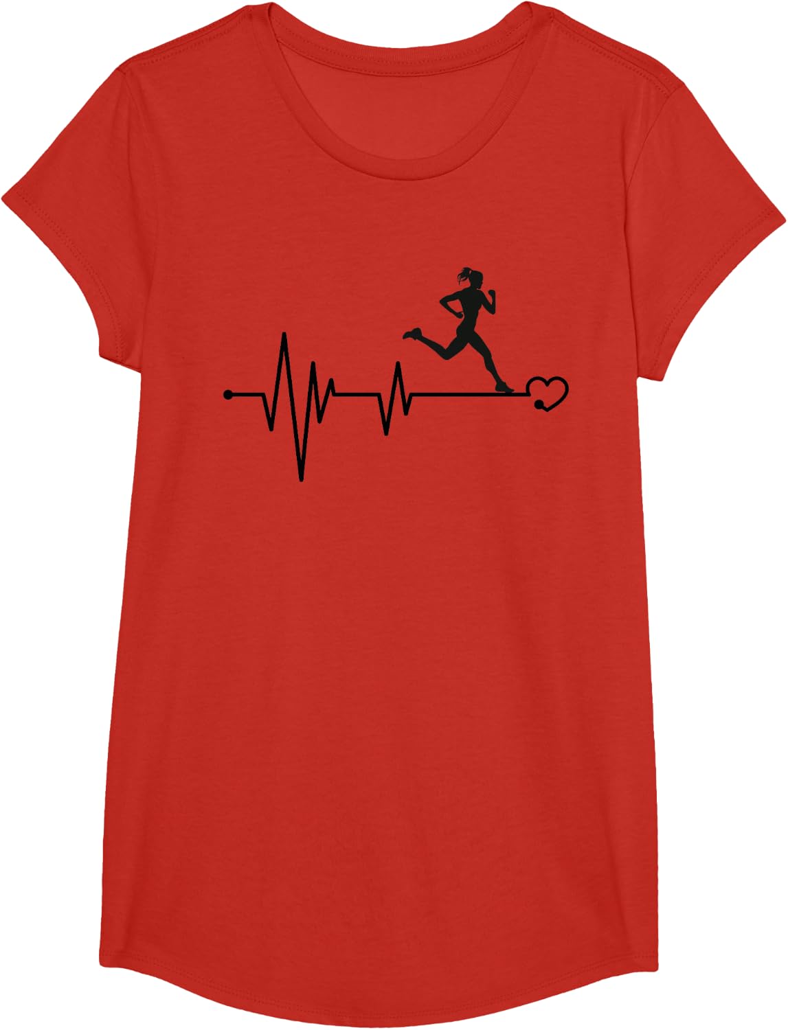 Funny Running & Jogging Heartbeat for Women T-Shirt - Girls Red