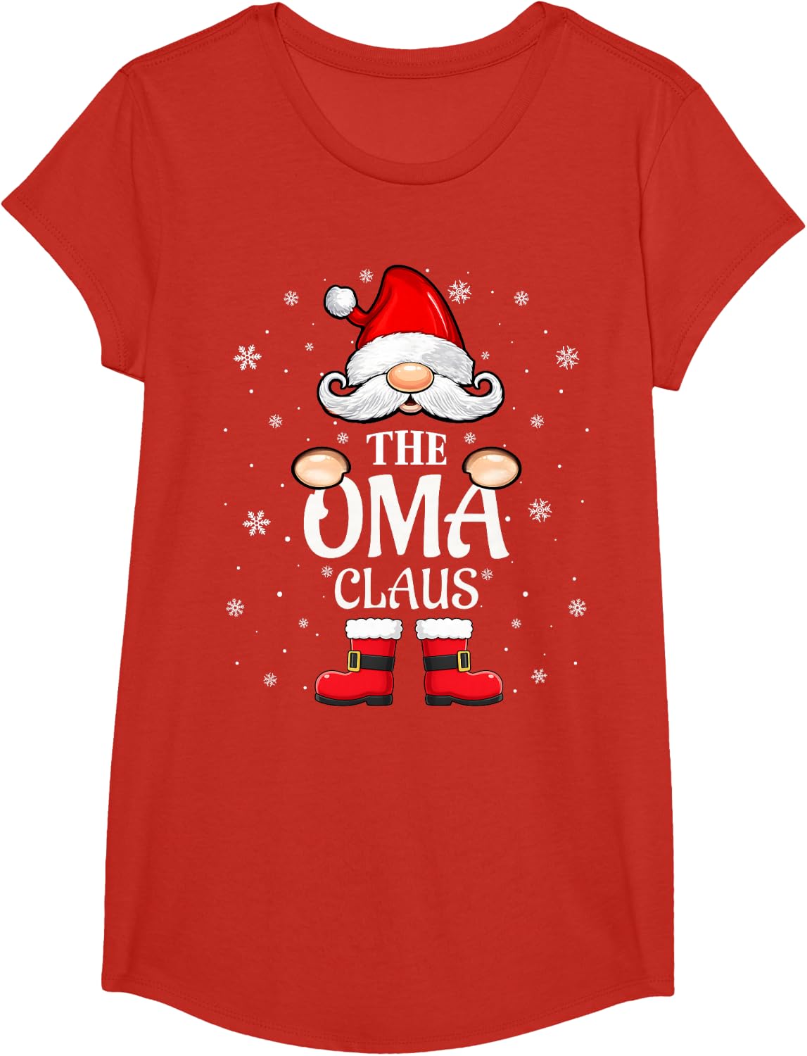 Family Christmas Matching Pajamas Oma Claus Gnome Xmas T-Shirt - Girls Red