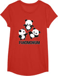 Pandamonium T-Shirt - Funny Panda Bear Pun Tee T-Shirt - Girls Red