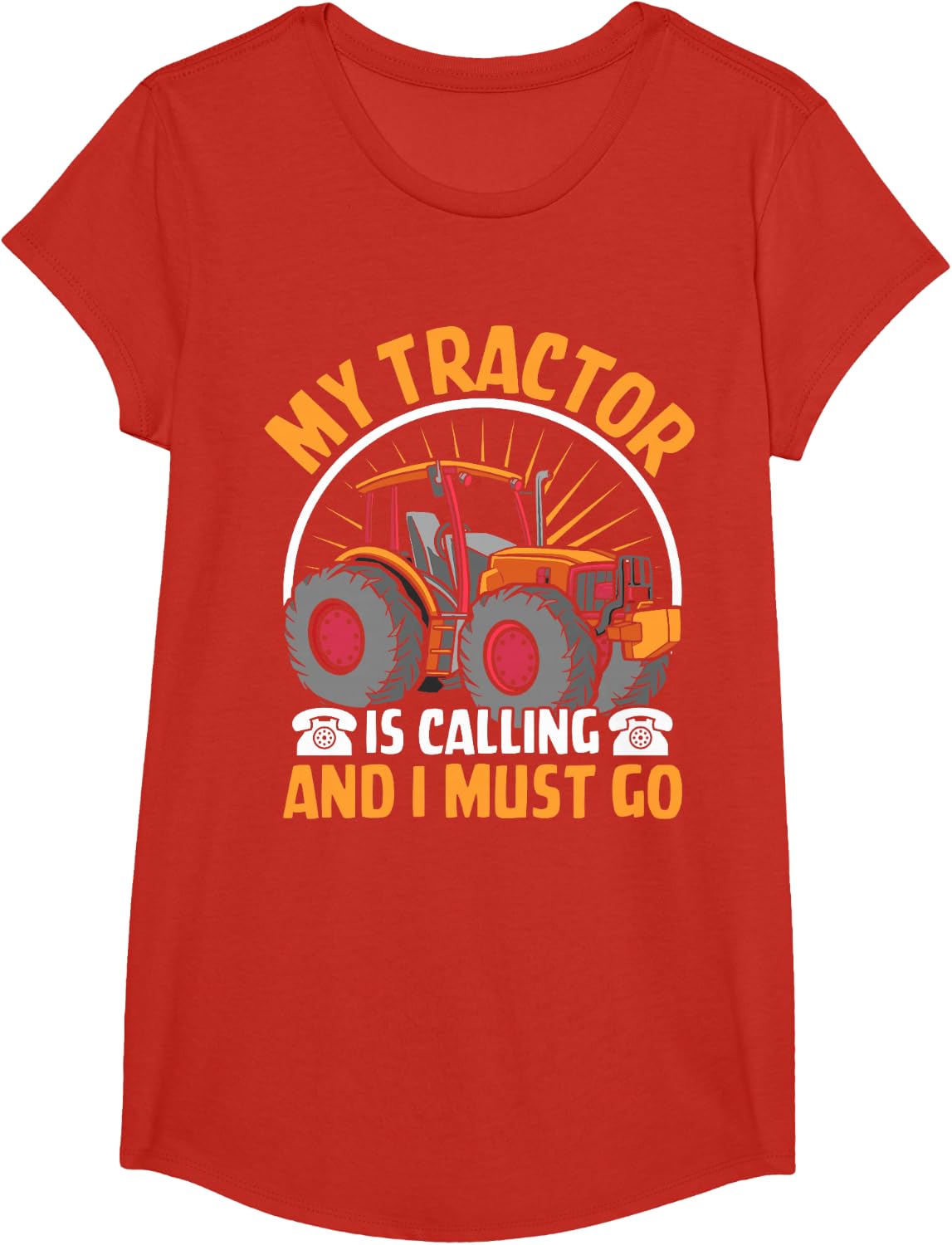 My Tractor Is Calling And I Must Go T-Shirt - Girls Red