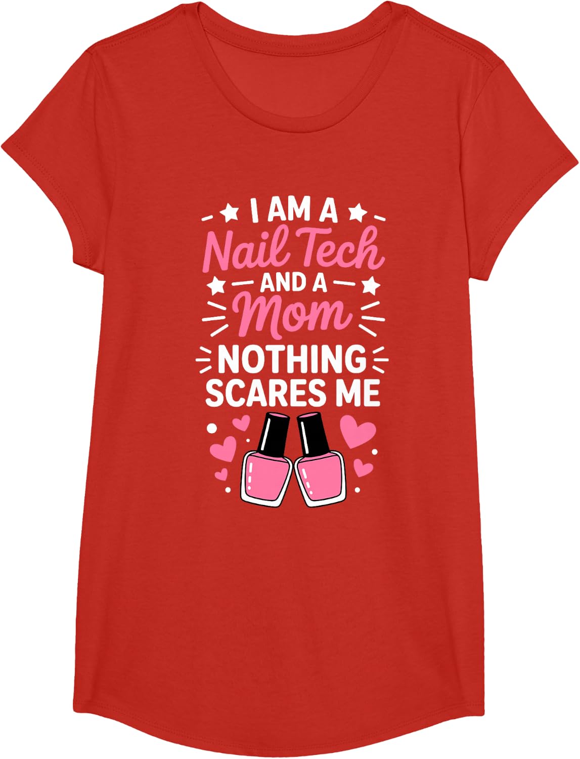 Cute Nail Tech Art for Mom Mother Manicurist Nail Technician T-Shirt - Girls Red
