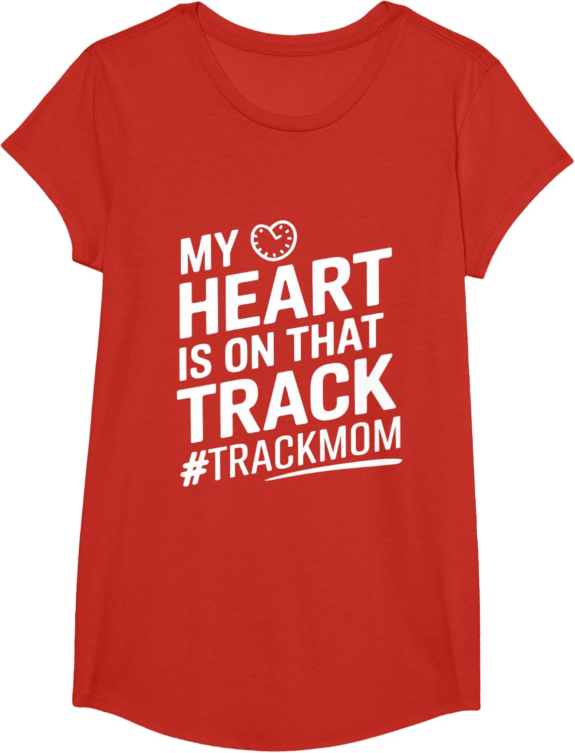 My Heart Is On That Track Mom Family Runner Mothers Day T-Shirt - Girls Red