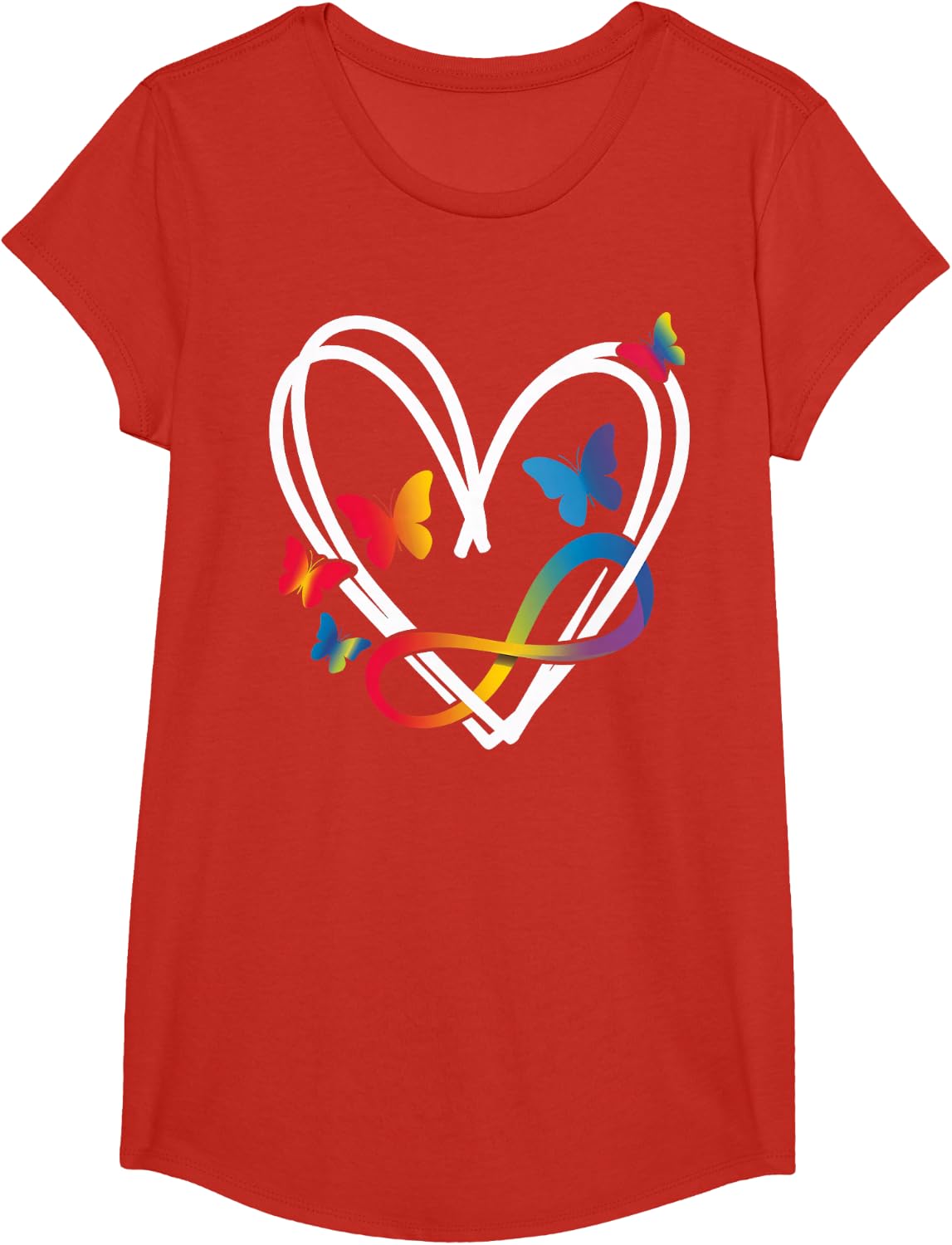Butterfly Men Women Boy Girl T-Shirt - Girls Red