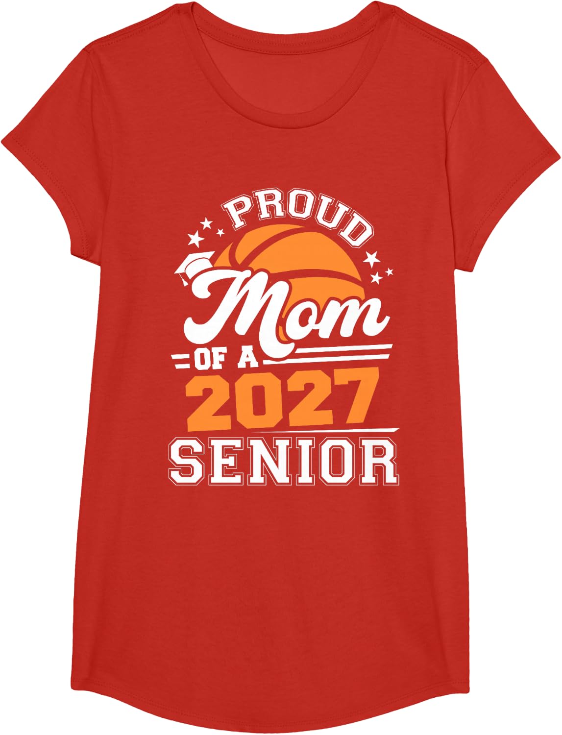 Proud Mom of A 2027 Senior Basketball Graduate Graduation T-Shirt - Girls Red