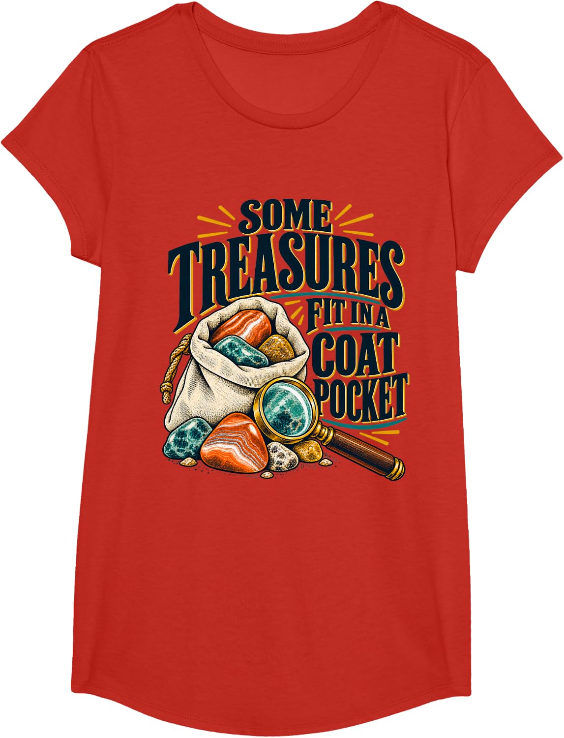 Some Treasures Fit in A Coat Pocket Rock Hounds T-Shirt - Girls Red