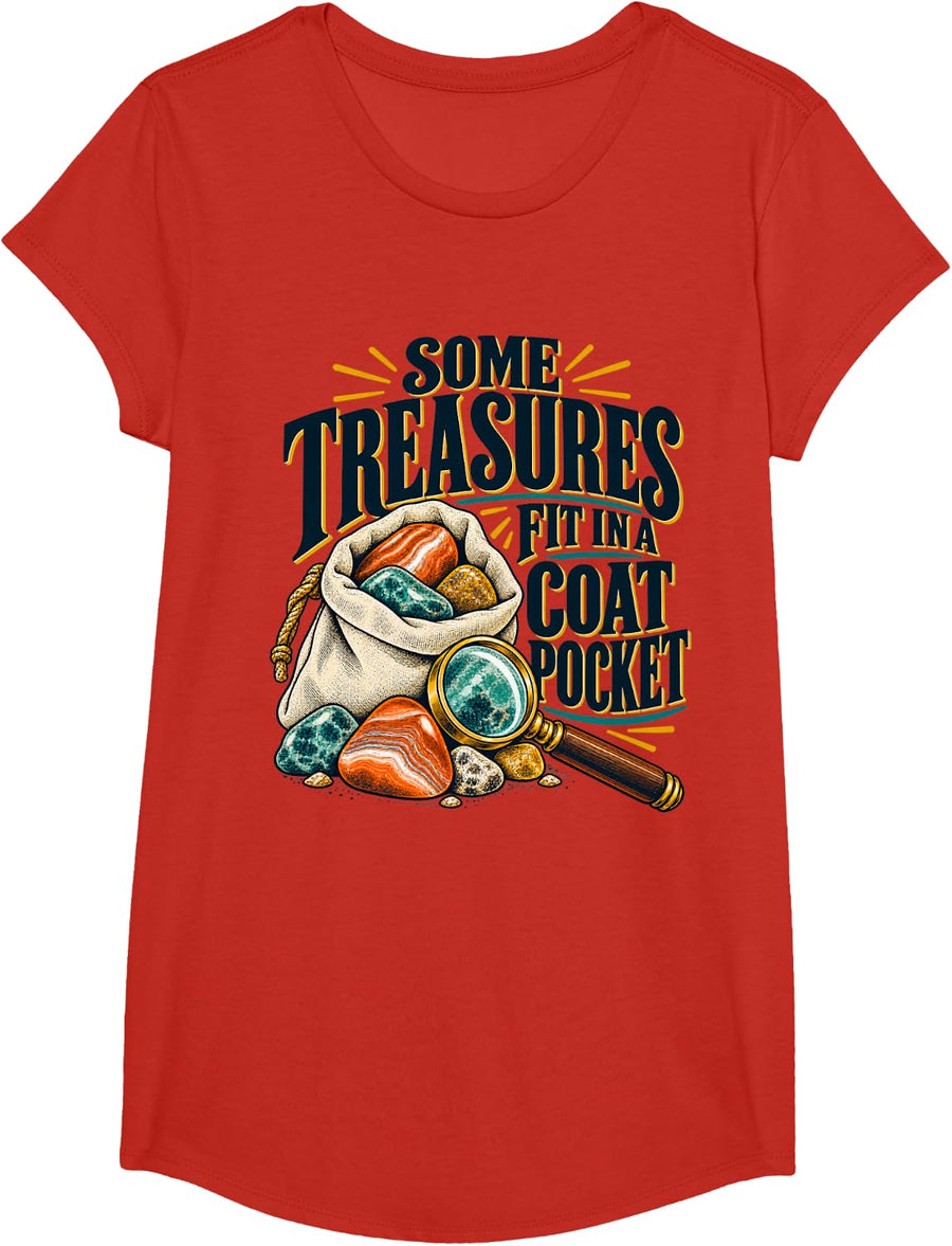 Some Treasures Fit in A Coat Pocket Rock Hounds T-Shirt - Girls Red