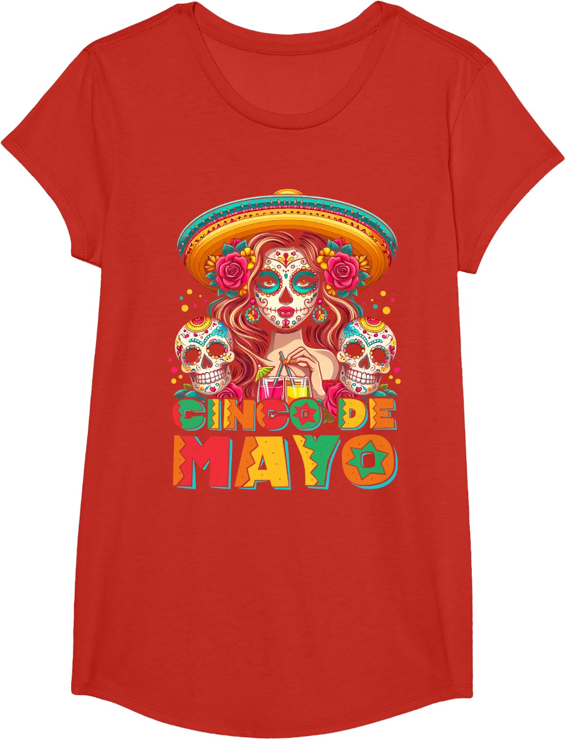Cinco De Mayo Fiesta Surprise Camisa 5 De Mayo Viva Mexico T-Shirt - Girls Red