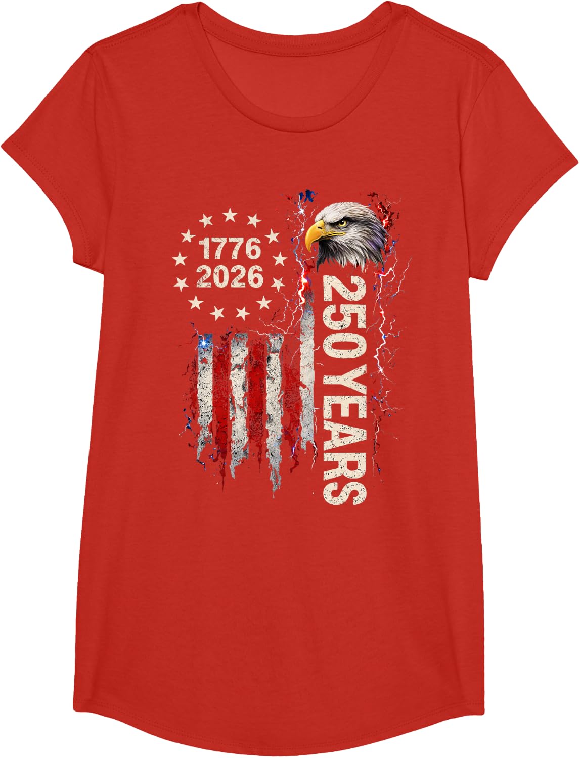 250 Years America Anniversary 250th Independence Day Freedom T-Shirt - Girls Red