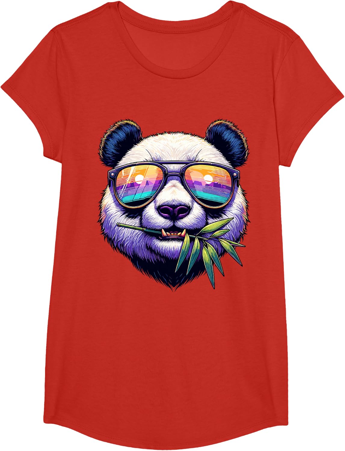 Funny Panda Bear In Sunglasses Panda T-Shirt - Girls Red