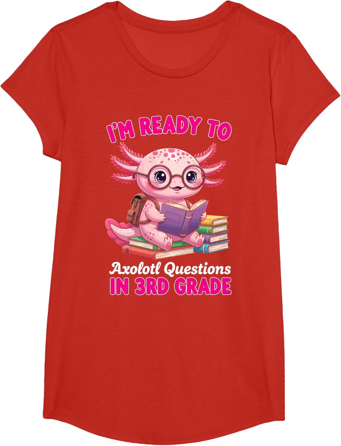Ready To 3rd Grade Axolotl Question First Day Of School Girl T-Shirt - Girls Red