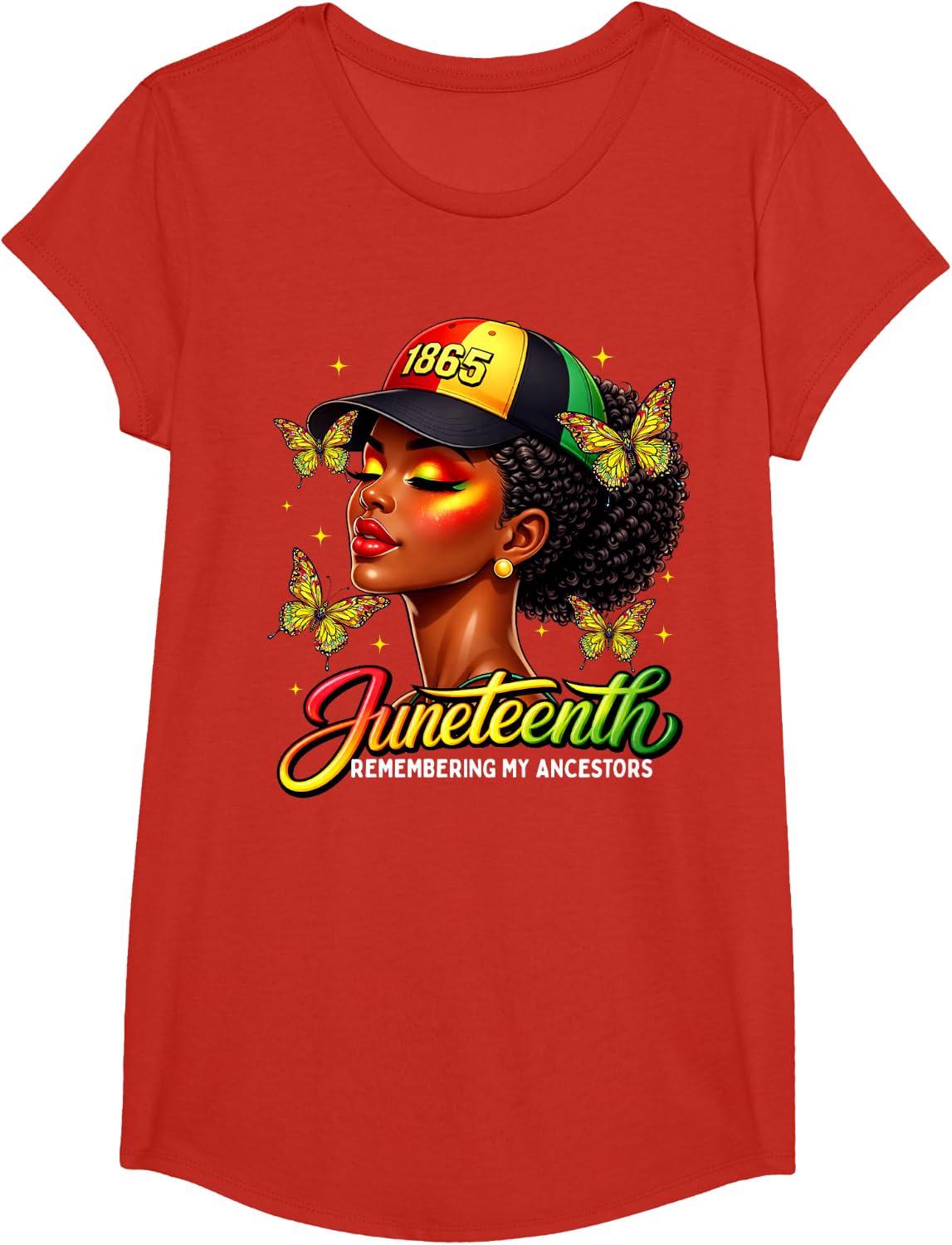Juneteenth Remembering My Ancestors T-Shirt Black African Women Tees - Girls Red