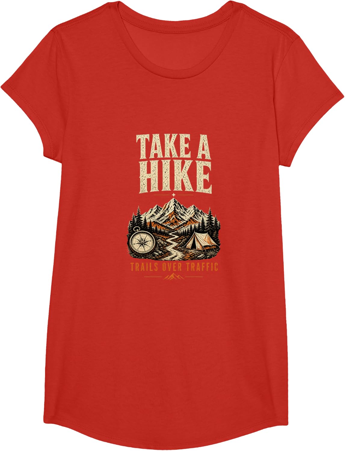 Hiking Outdoor Adventure T-Shirt - Girls Red