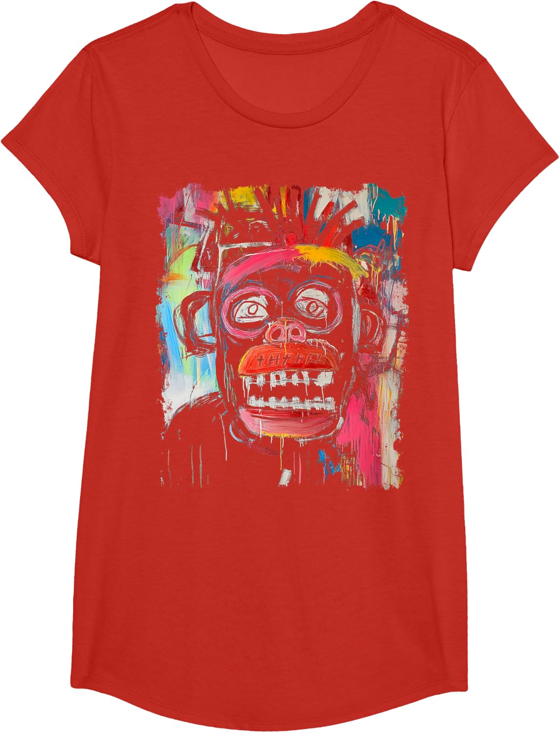 Pop Art Style Monkey 90s Graffiti T-Shirt - Girls Red