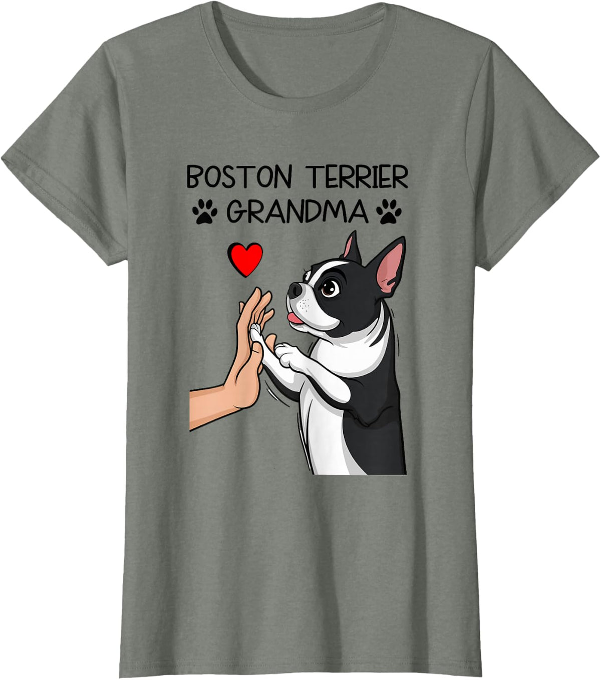 Boston Terrier Grandma Mother's Day Dog Mom T-Shirt - Olive Heather