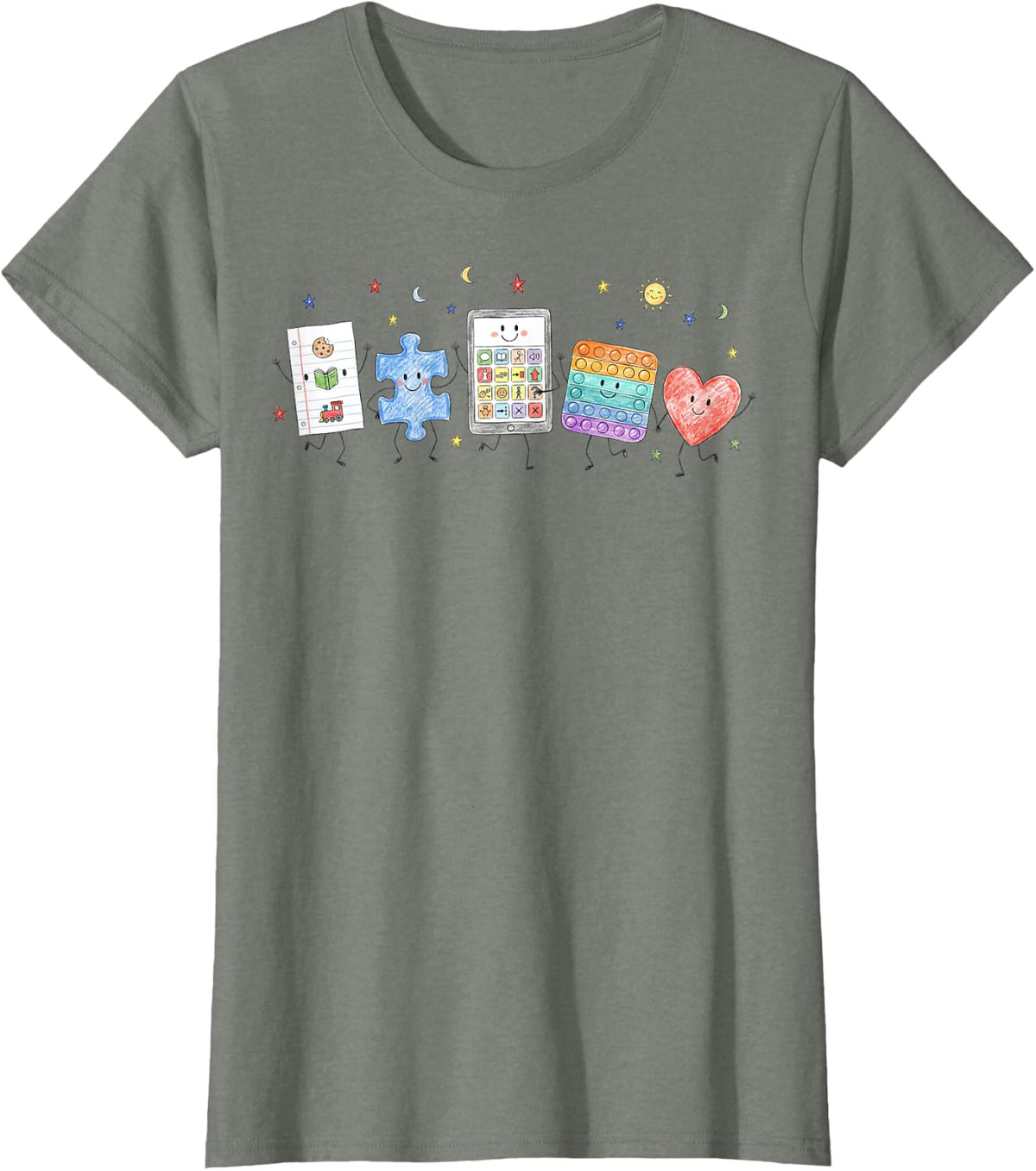 Cute Speech Therapy Autism Awareness Special Ed Teacher T-Shirt - Olive Heather