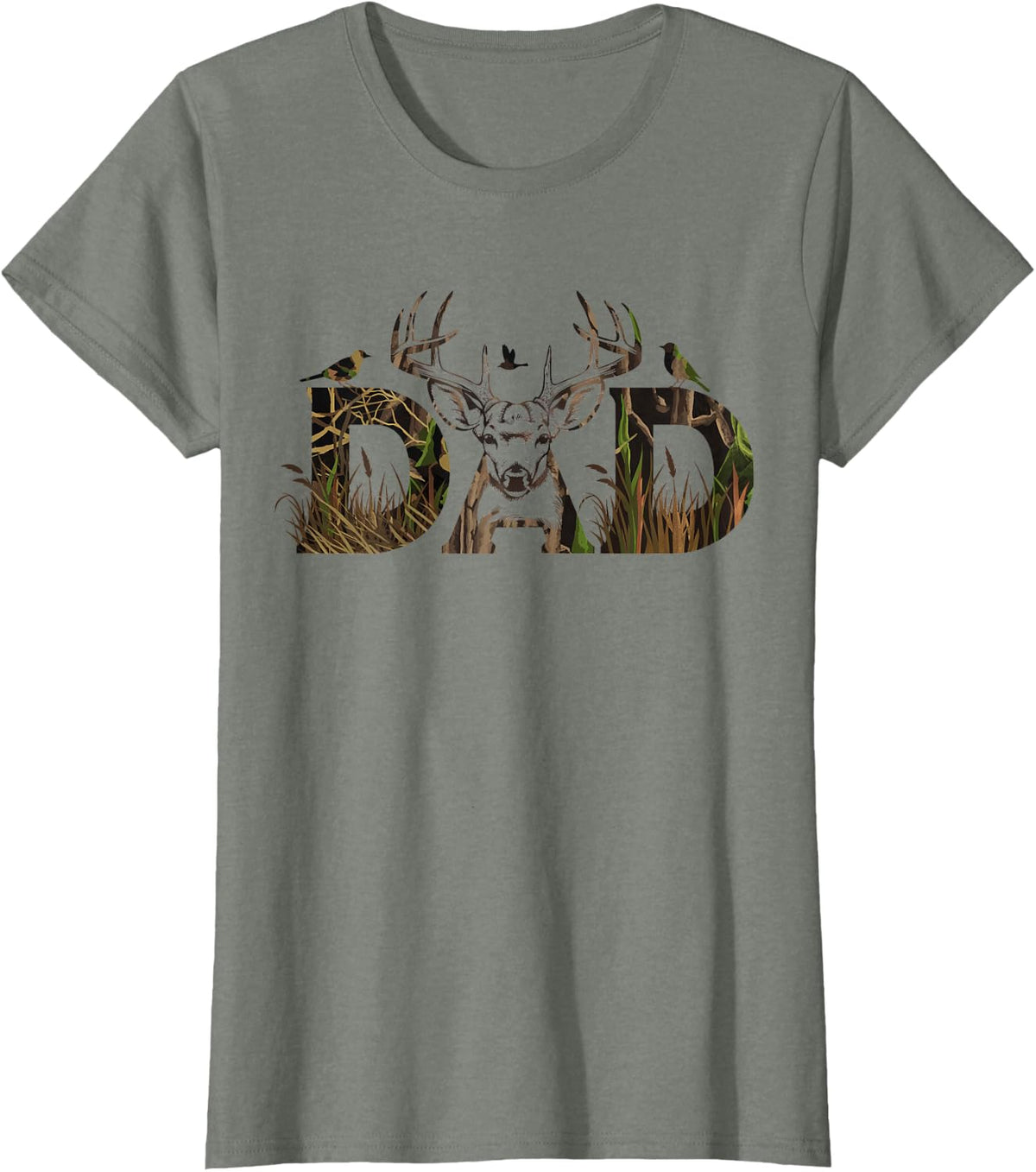 Camo Deer Hunting Dad T-Shirt Tee for Men Hunting Dad Apparel T Shirts - Olive Heather