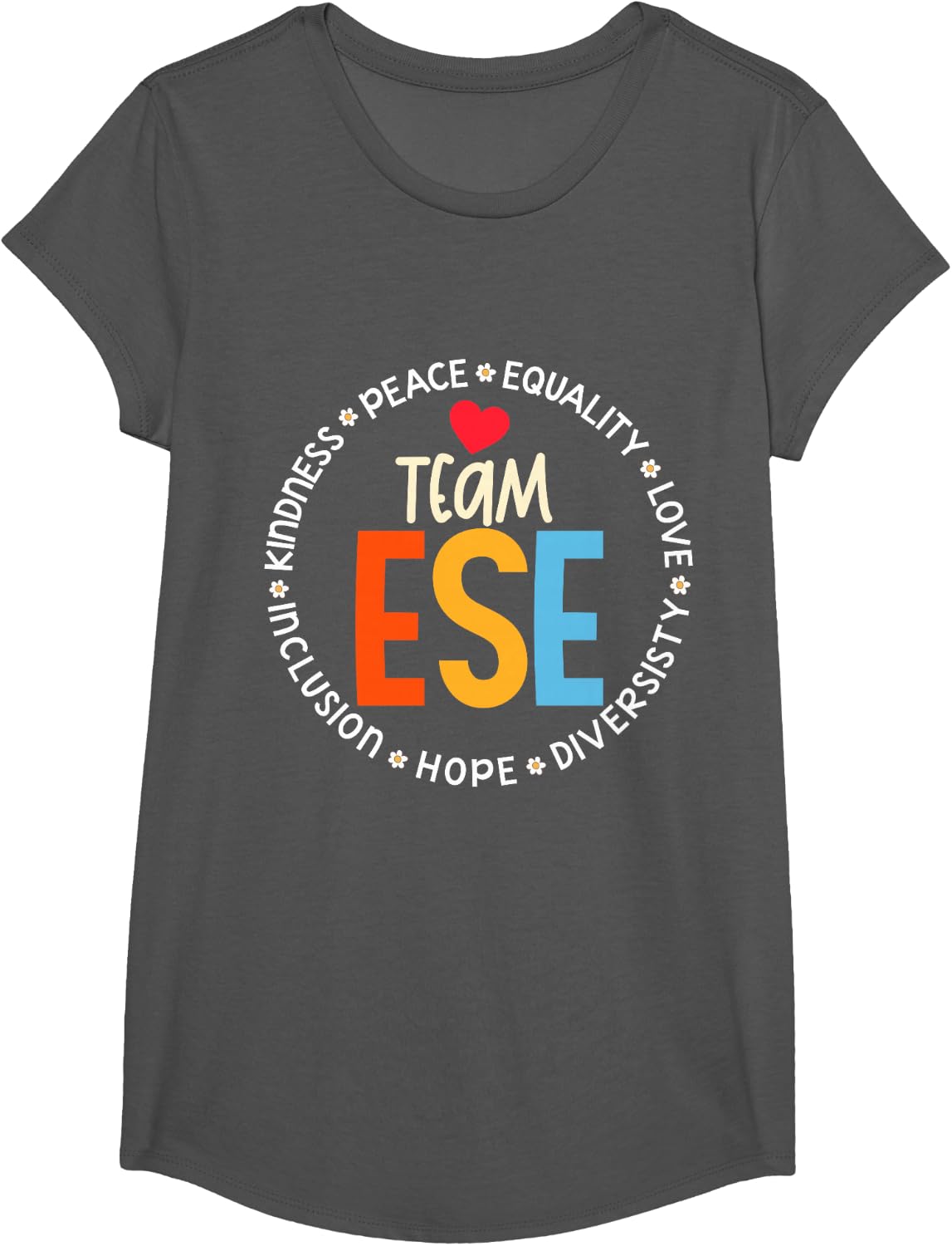 Matching First Last Day Team ESE Teacher Student Tribe T-Shirt - Girls Asphalt Grey