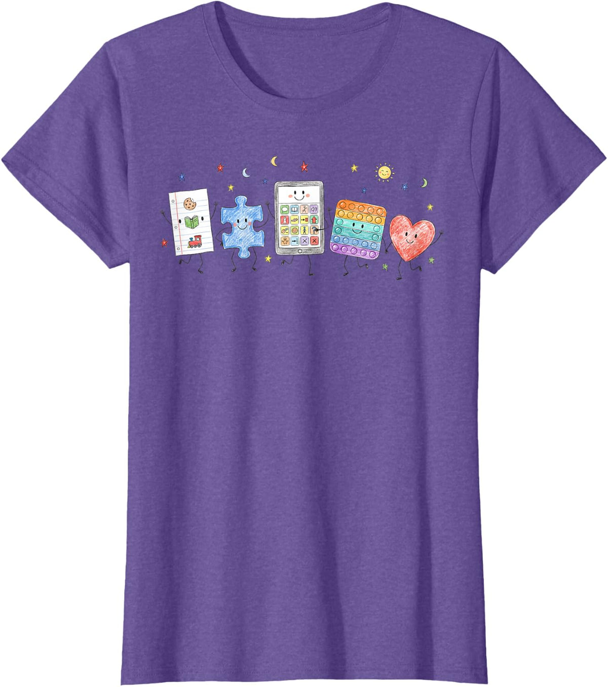 Cute Speech Therapy Autism Awareness Special Ed Teacher T-Shirt - Purple Heather