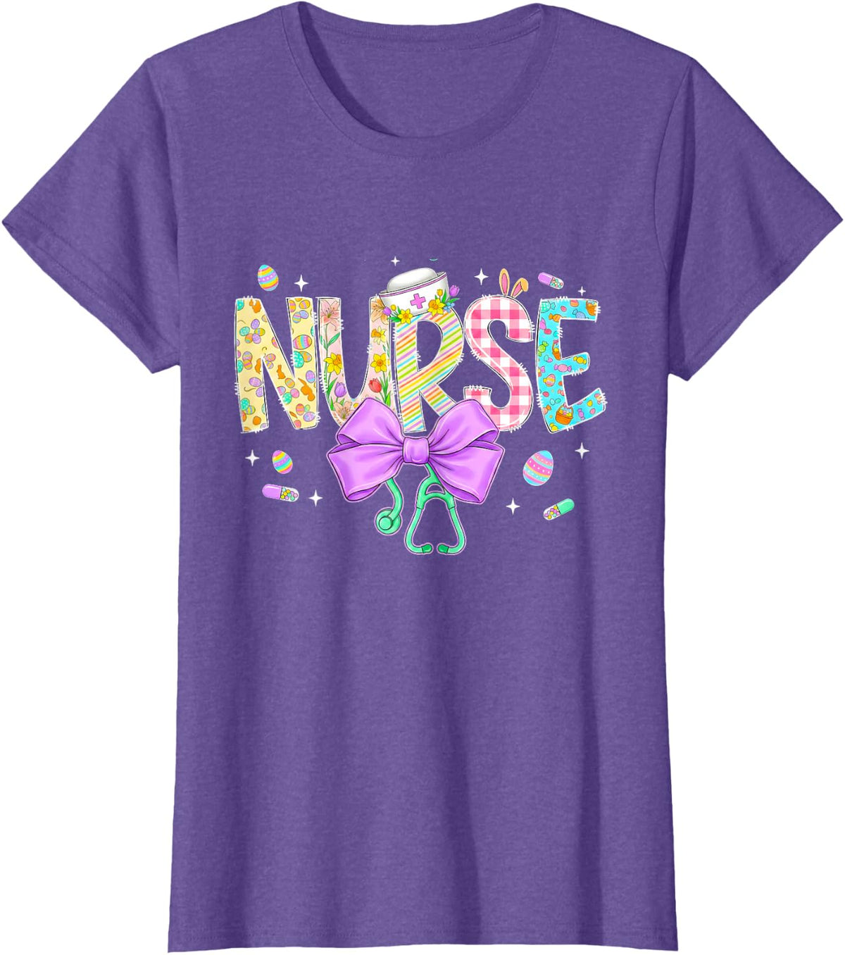 Nurse Easter Day Women Nursing Easter T-Shirt - Purple Heather
