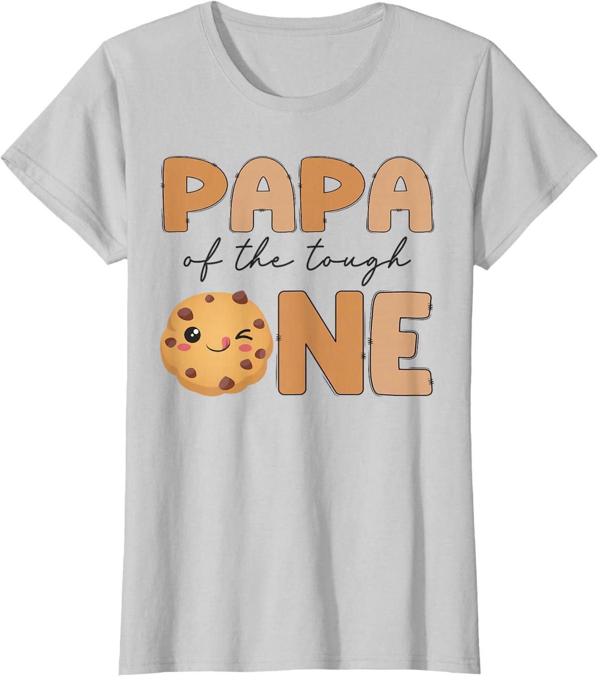 Papa of The Tough One Cookies and Milk 1st Birthday Boy T-Shirt - Silver Grey