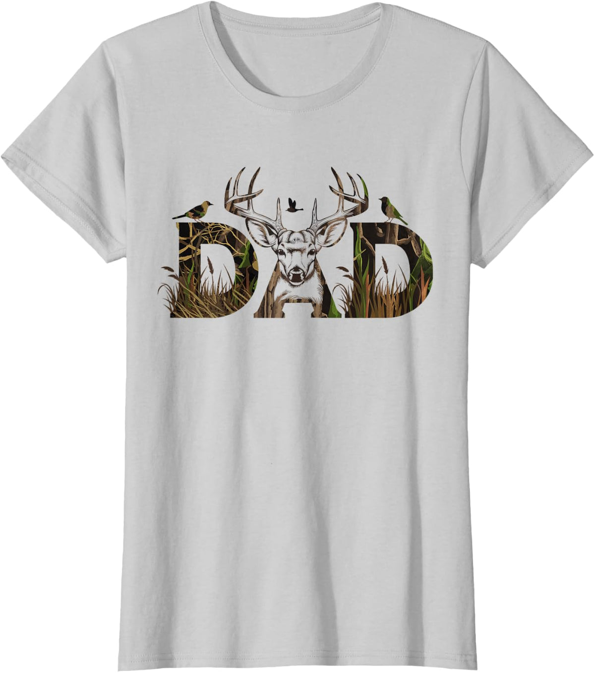 Camo Deer Hunting Dad T-Shirt Tee for Men Hunting Dad Apparel T Shirts - Silver Grey