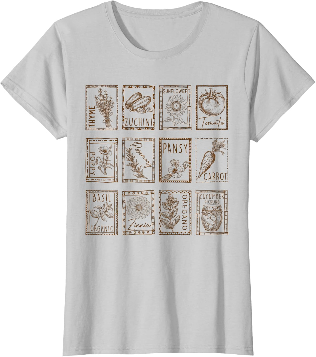 Homestead Gardening Planting Plant Lady Garden Seed Packet T-Shirt - Silver Grey