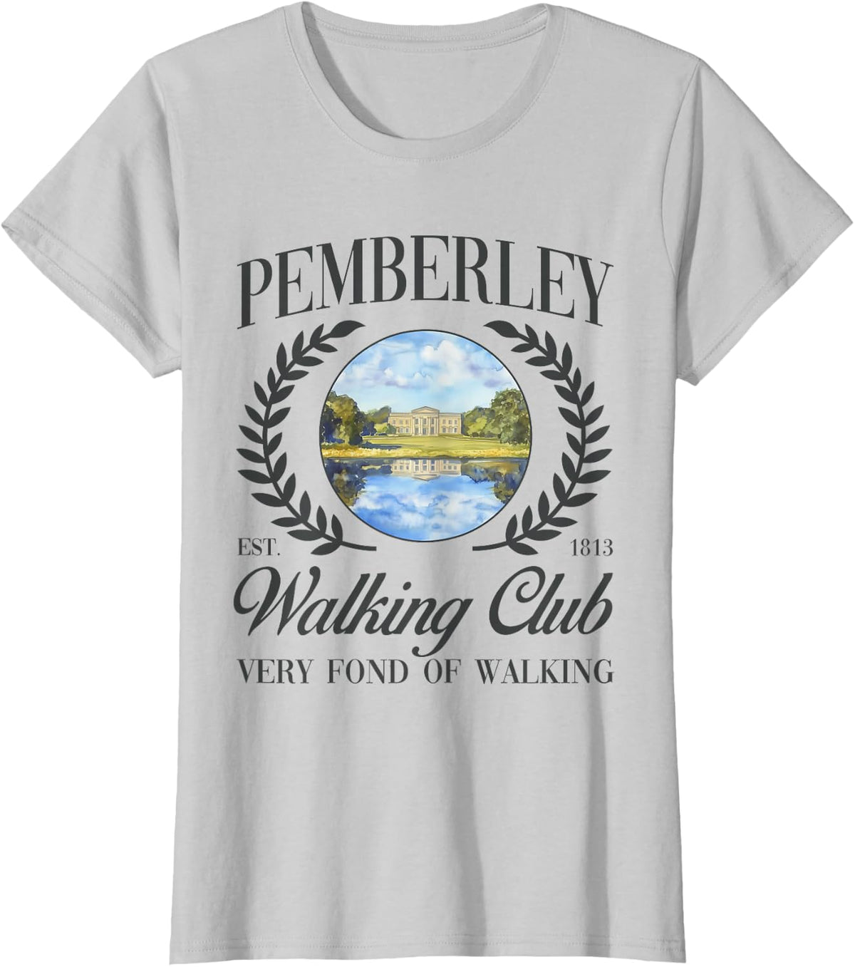 Jane Austen 250th Anniversary Pemberley Walking Club Regency Tees T-Shirt - Silver Grey