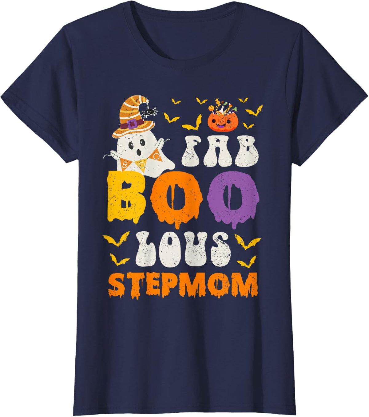 Faboolous Stepmom Halloween Ghost Fun Step Mom T-Shirt - Navy Blue