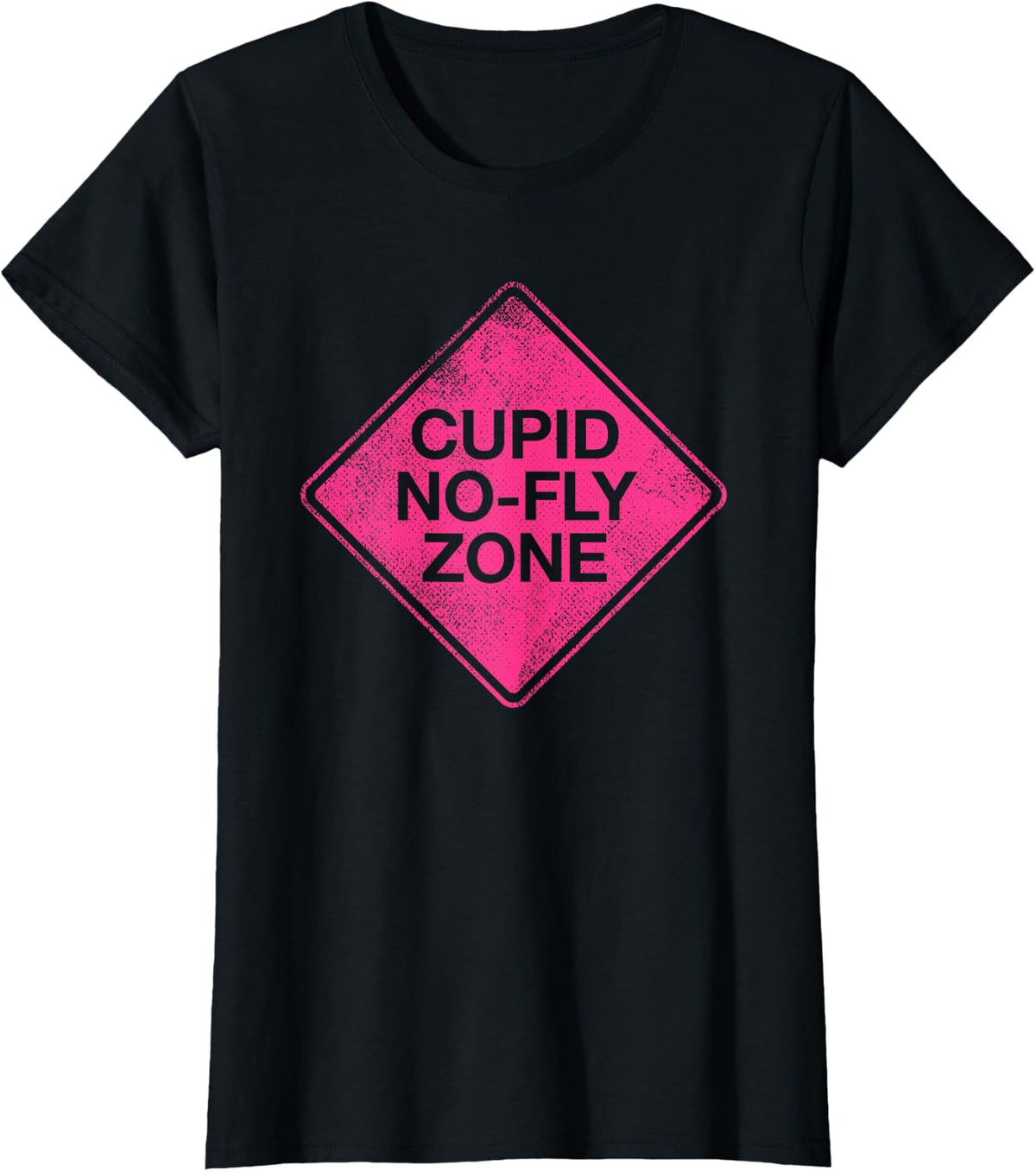 Cupid No Fly Zone Funny Anti Valentine's Day T-Shirt - Black