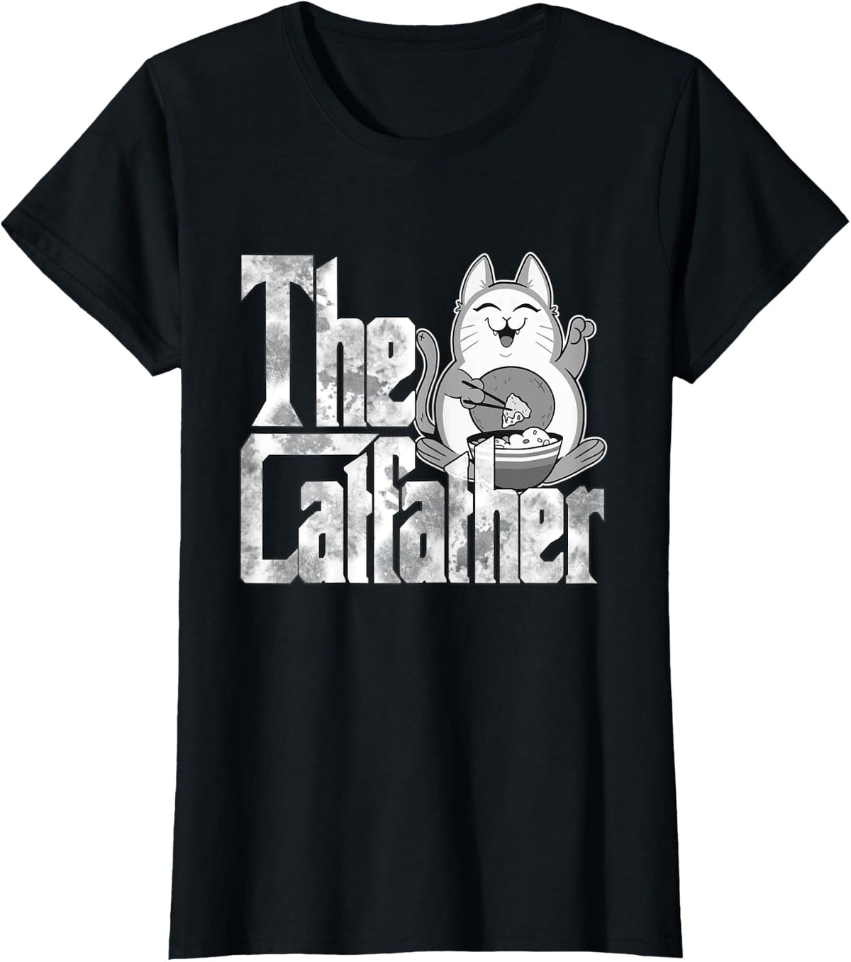 Cat Dad The Catfather Crazy Food Cat Father Kitty Daddy T-Shirt for Men Women - Black