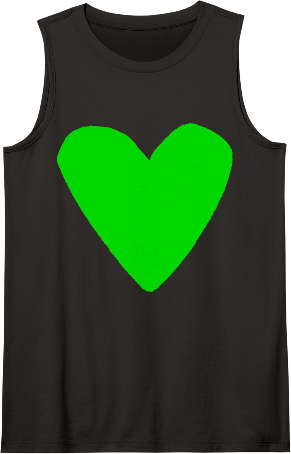 Love Heart Shape Yellow-Green Sleeveless Tank Top - Black