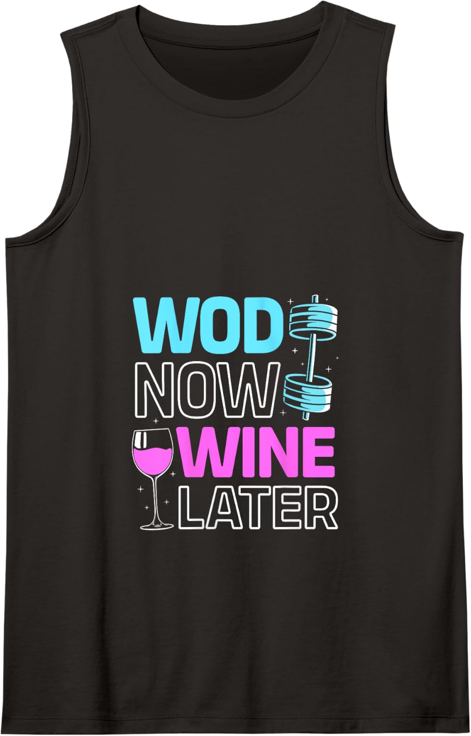 Wod Now Wine Later Bodybuilding Funny Gym Rat Tank Top - Black