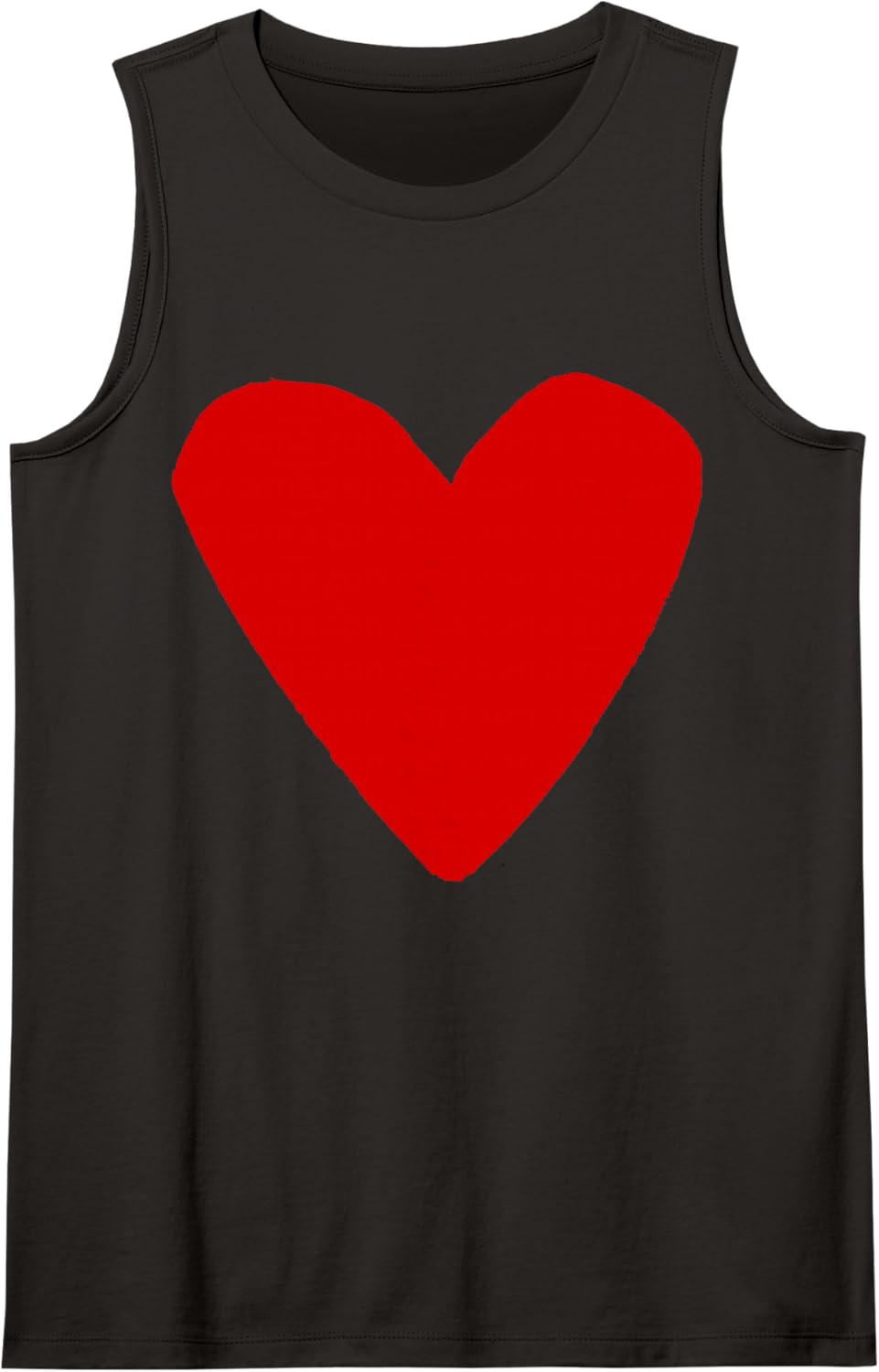 Love Heart Shape Red Sleeveless Tank Top - Black