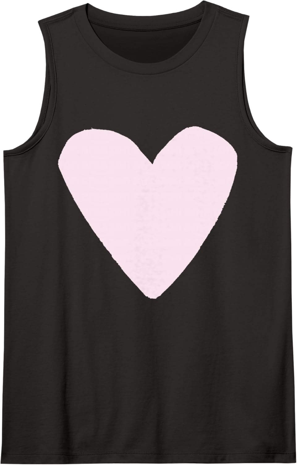 Love Heart Shape Light Pink Sleeveless Tank Top - Black