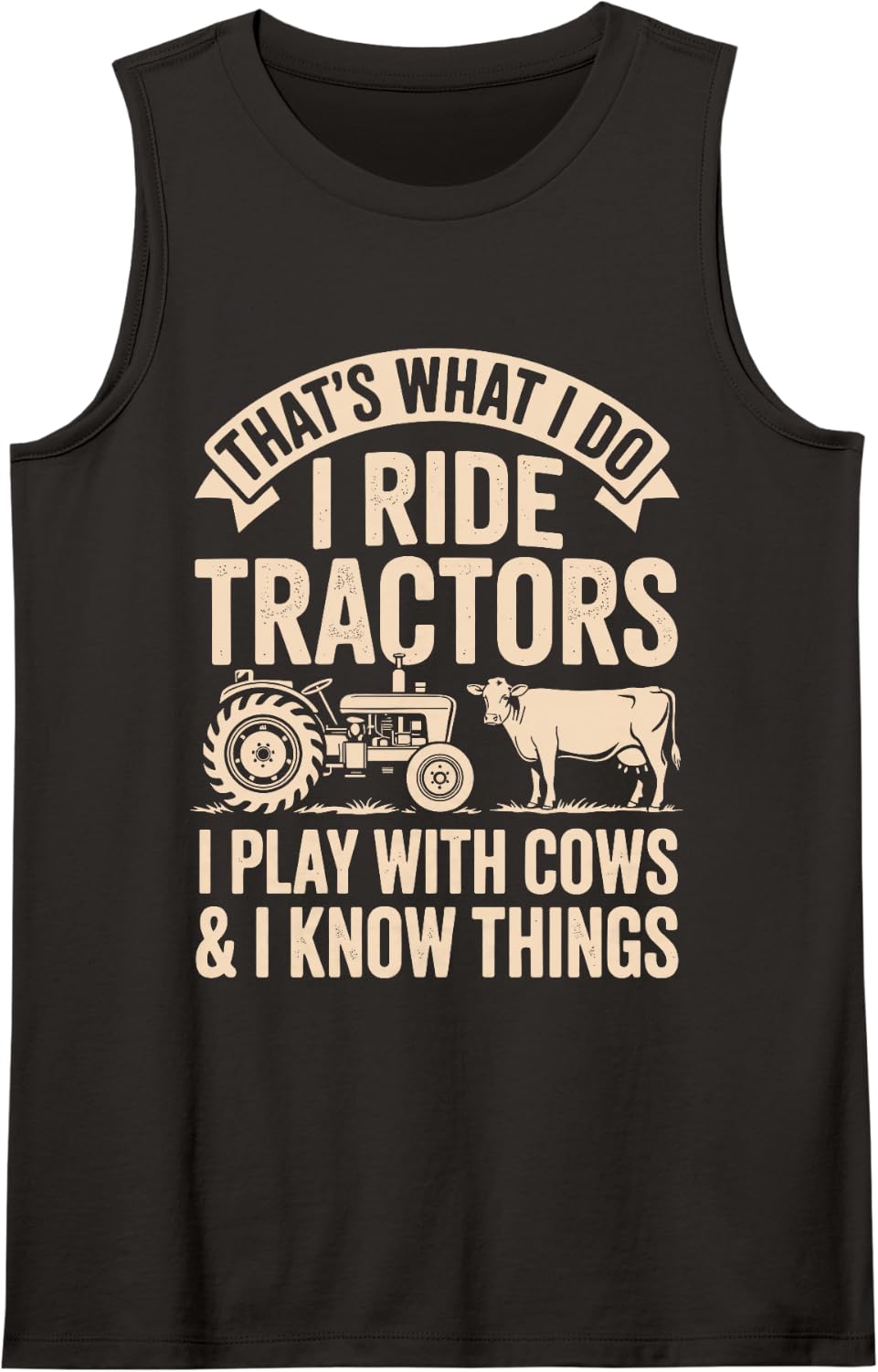 Funny Tractor Art for Men Women Kids Farm Tractor Lovers Sleeveless Tank Top - Black