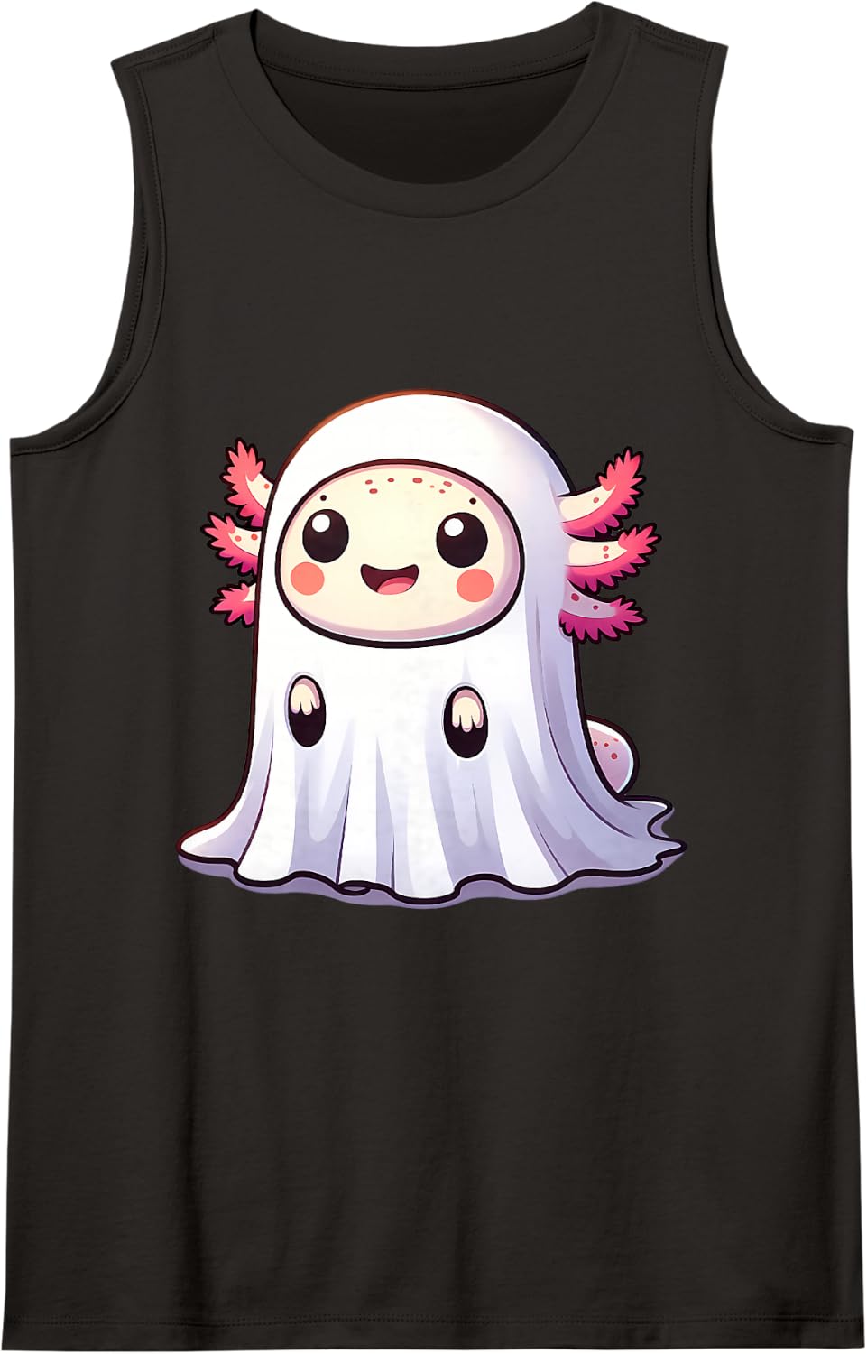 Axolotl Ghost Halloween Animal Women Girls Sleeveless Tank Top - Black