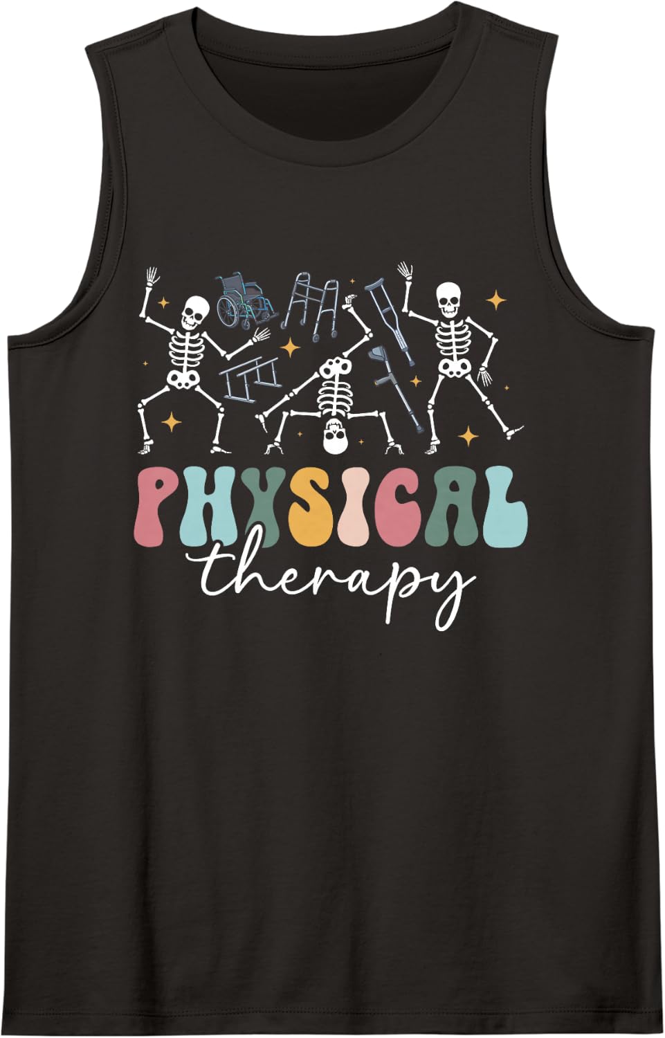 Physical Therapy Groovy PT Therapist Physical Therapist Sleeveless Tank Top - Black