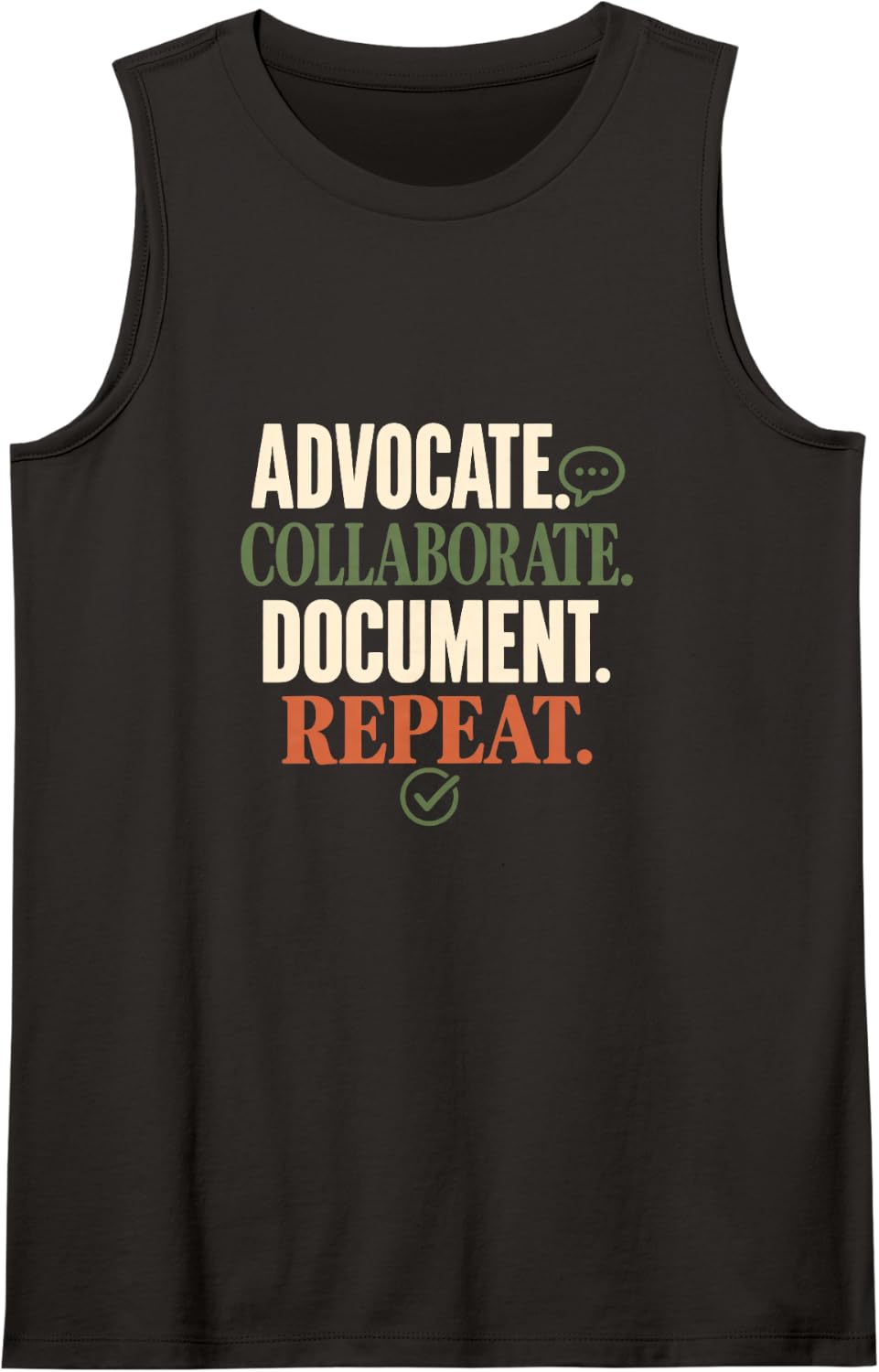 Advocate Collaborate Document Repeat IEP SPED Teacher Sleeveless Tank Top - Black