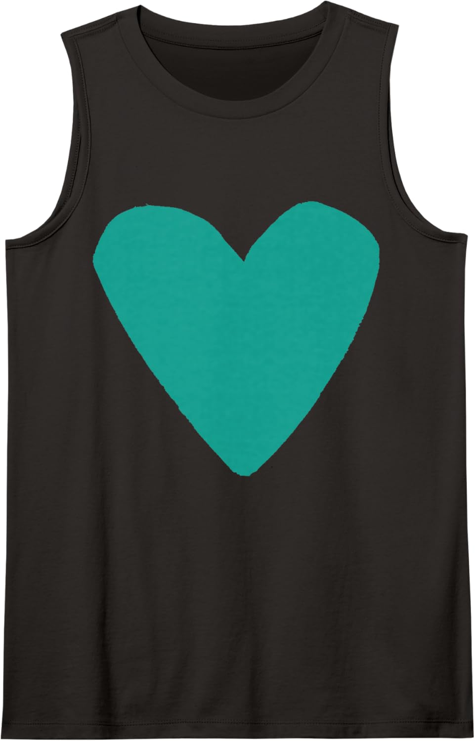 Love Heart Shape Teal Sleeveless Tank Top - Black