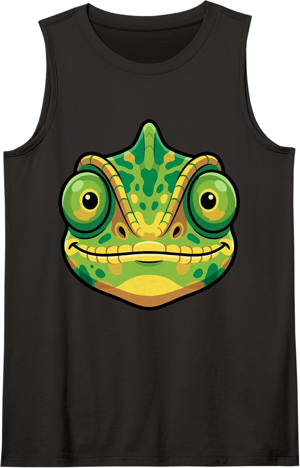 Chameleon Face Cute Kawaii Reptile Costume Cartoon Tank Top - Black