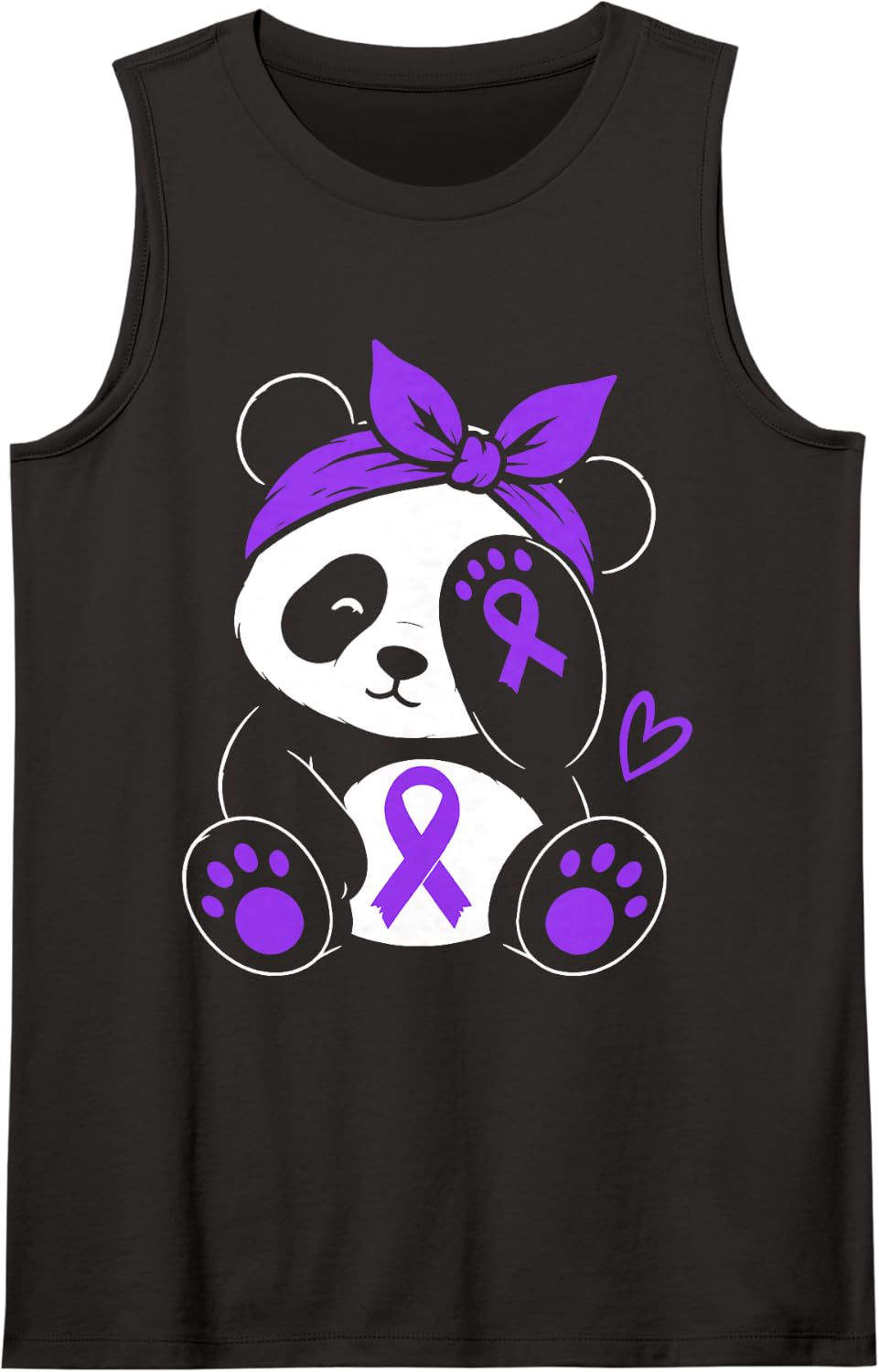 Alzheimer’s Awareness Purple Bandana Panda Ribbon Caregivers Sleeveless Tank Top - Black