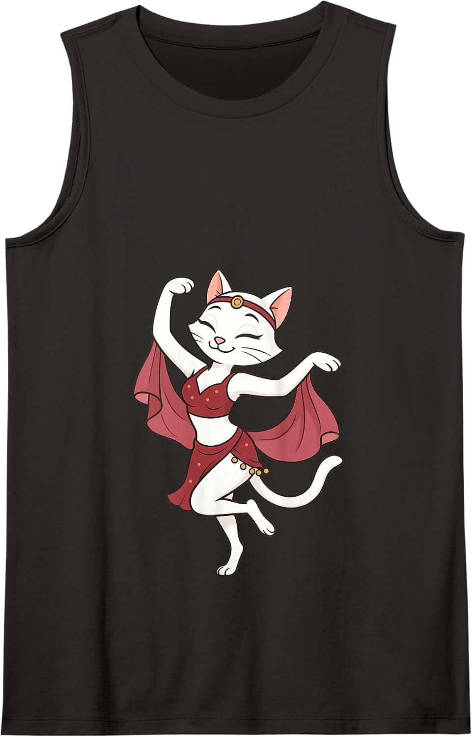 White Cat Belly Dancing Dancer Mom Dad Kids Tank Top - Black