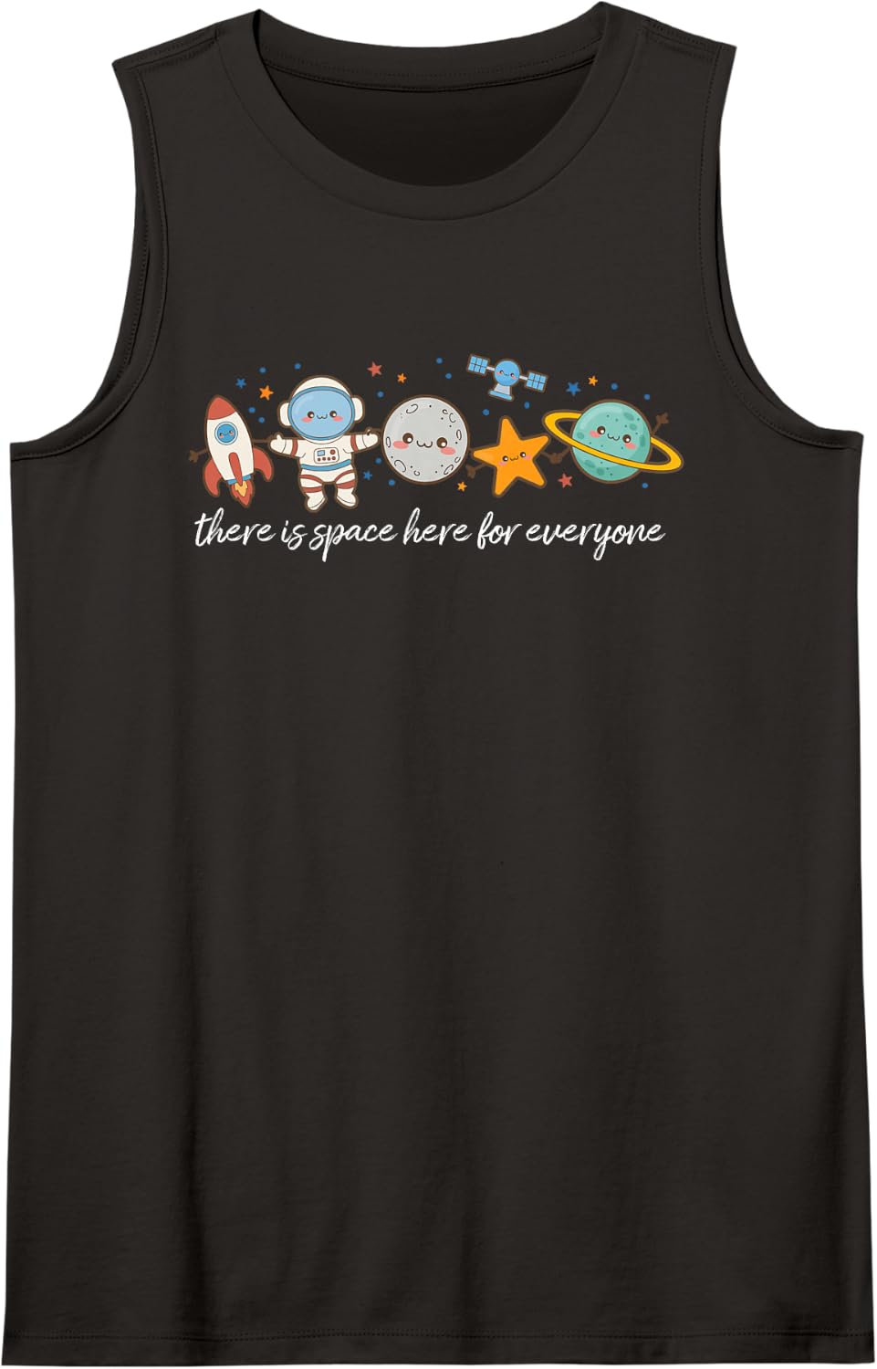 Inclusion Doodle There's Space Here for Everyone School SPED Sleeveless Tank Top - Black