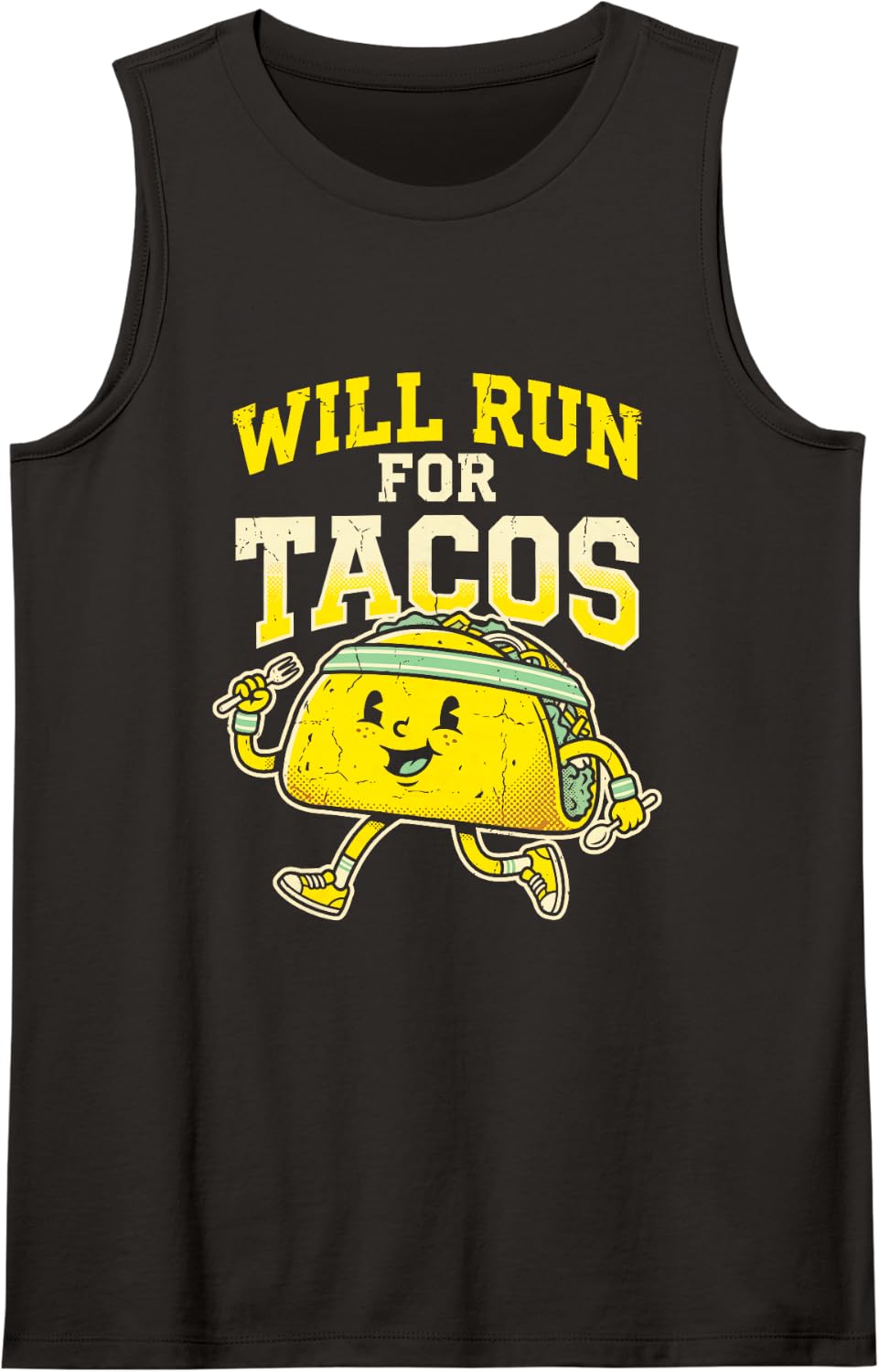 Will Run for Tacos Runner Jogger Marathon Athlete Sleeveless Tank Top - Black