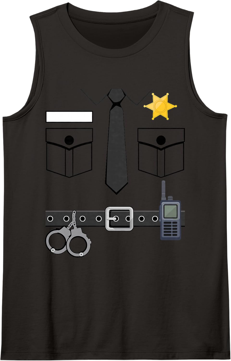Police Officer Halloween Costume Sleeveless Tank Top - Black