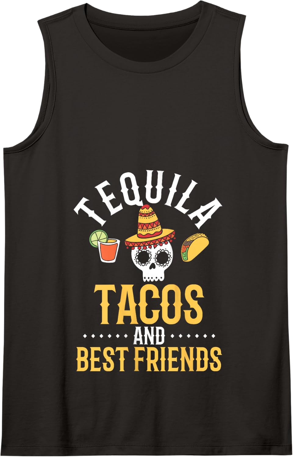 Funny Cinco De Mayo Mexican Tequila Tacos and Best Friends Tank Top - Black