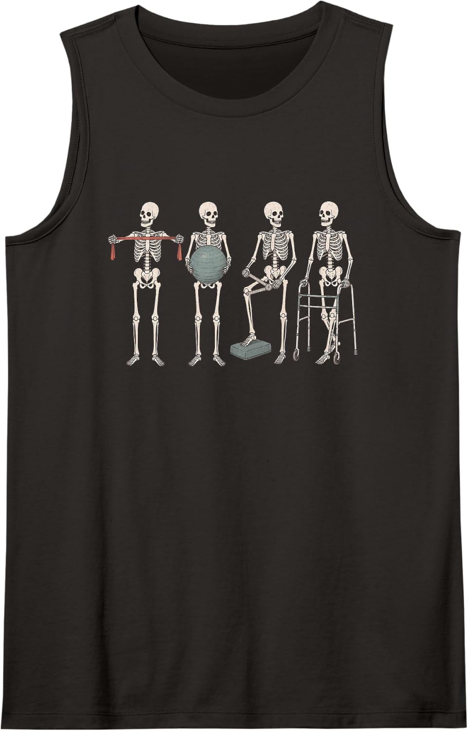 Retro Physical Therapy Skeleton Crew PT Exercise Halloween Sleeveless Tank Top - Black