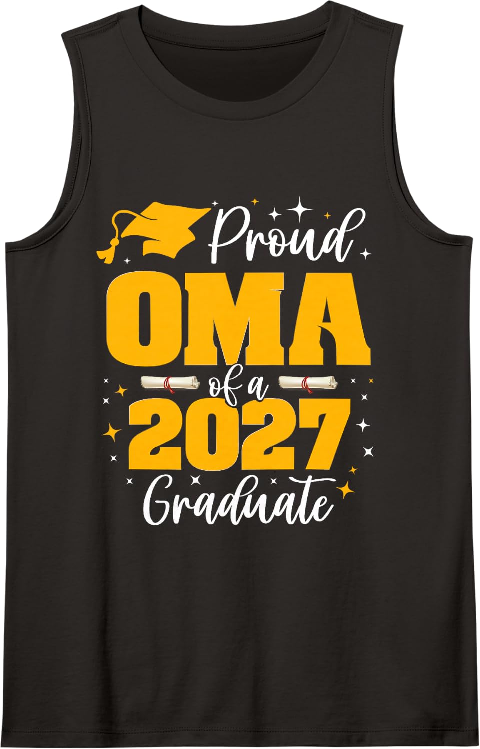 Proud Oma of a Class of 2027 Graduate Senior Graduation Sleeveless Tank Top - Black