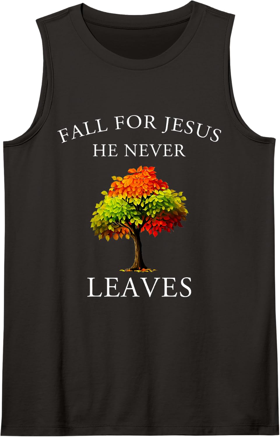 Fall for Jesus He Never Leave Cute Ghost Retro Halloween Sleeveless Tank Top - Black