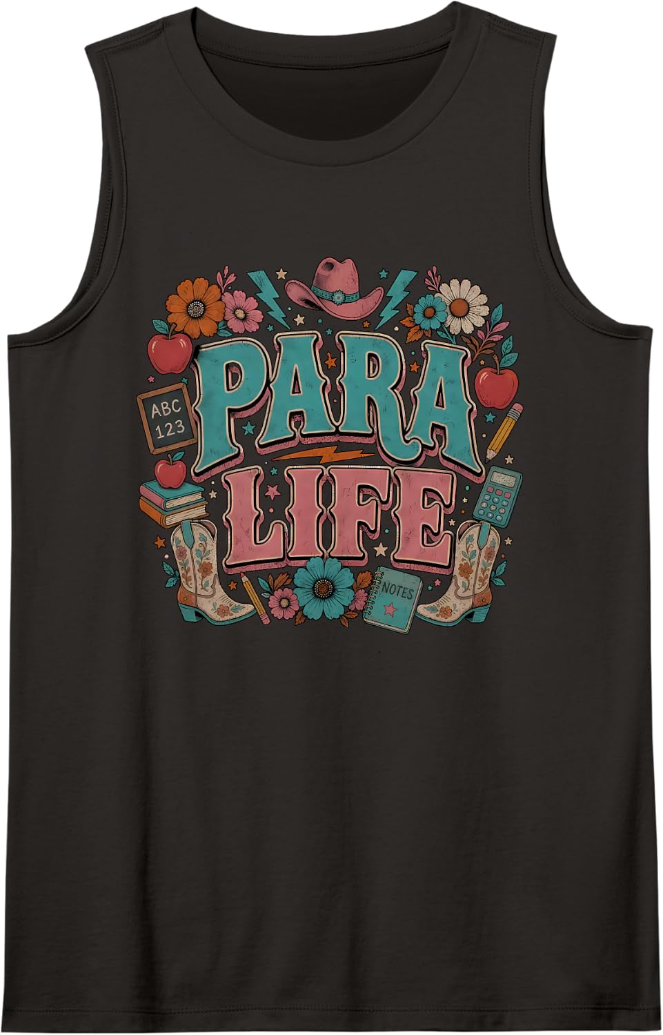 para Squad Paraprofessional Western Country Back to School Tank Top - Black